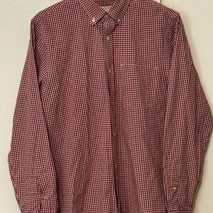 Club Monaco Burgundy Checkered Button Down Slim Fit Shirt